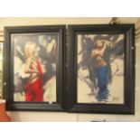 Two limited edition prints of scantily clad ladies by Henry Asencio