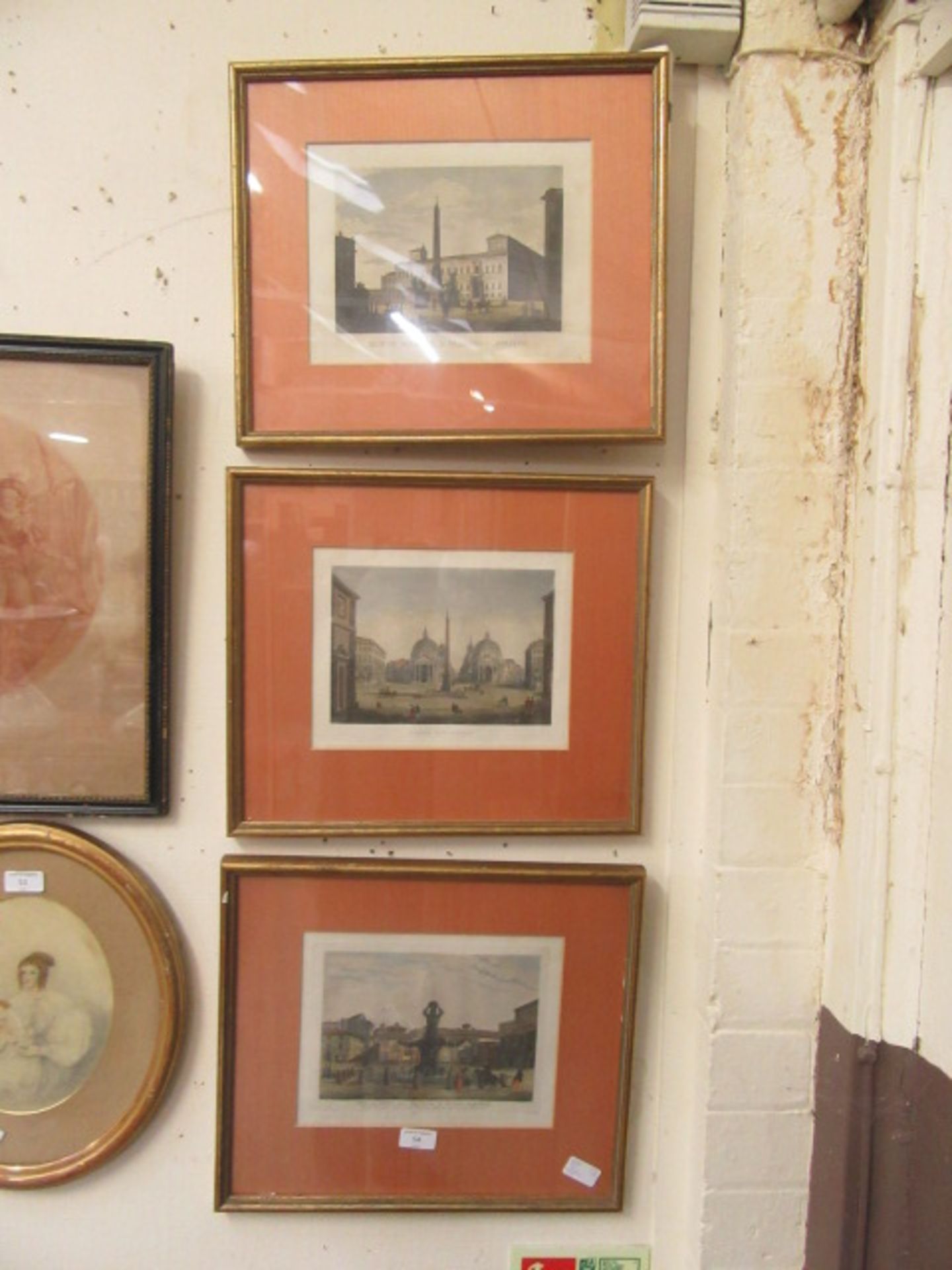 A set of three framed and glazed Italian grand tour prints