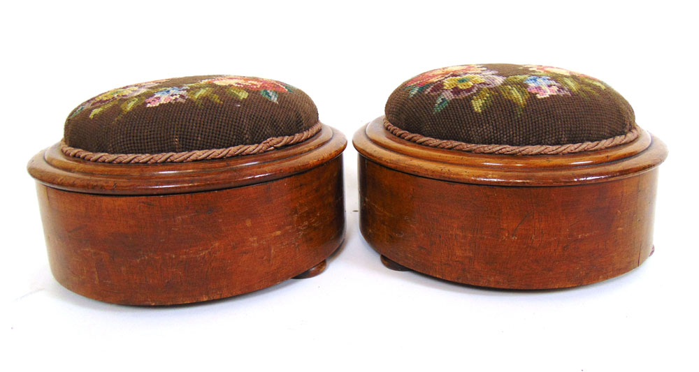 A pair of Victorian walnut footstool/boxes,