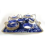 A Copeland Spode blue and white china tea set comprising of teapot, sugar bowl, cream jug,