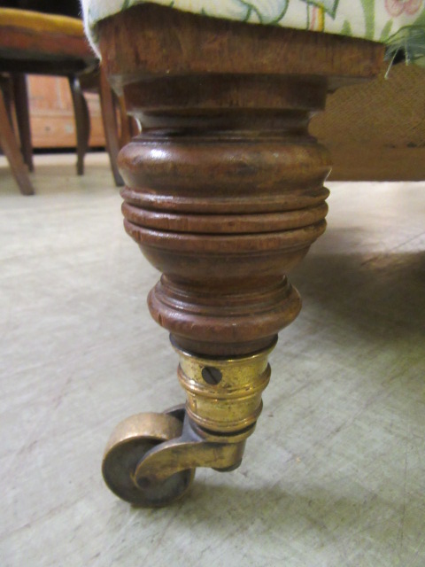 An early 20th century Howard and Sons arm chair with walnut legs, - Image 6 of 7