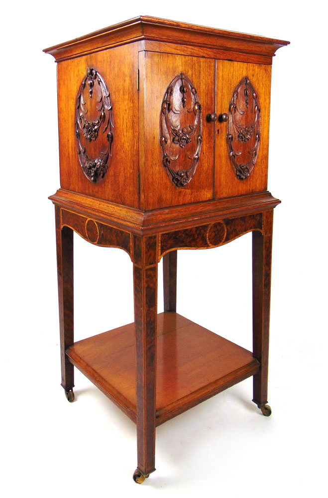 An Edwardian walnut music cabinet, - Image 3 of 4