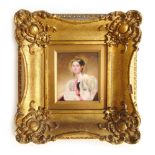 19th century English school A portrait of young lady unsigned Oil on ivory plaque 8 cm x 9.