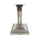 An Edwardian silver Corinthian column design single candlestick,