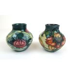 A Moorcroft Leicester pattern vase together with one similar Moorcroft vase, h.