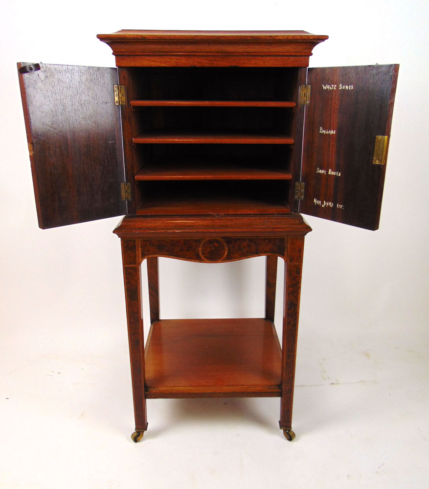 An Edwardian walnut music cabinet, - Image 2 of 4