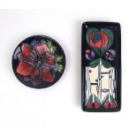 A Moorcroft Mackintosh design tray together with an Anemone pattern pin dish, l.