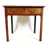 An 18th century mahogany single drawer side table on chamfered square section legs, h. 76 cm, w.