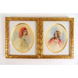 British 19th century school portrait of man and woman unsigned watercolours 14 cm x 18 cm