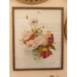 A framed painting on tile of still life