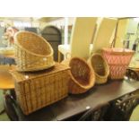 A selection of wicker baskets, hampers, containers,