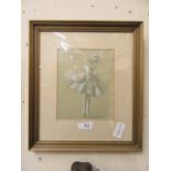 A framed and glazed pen wash watercolour painting of Anna Pavlova in La Cygny signed R.B.