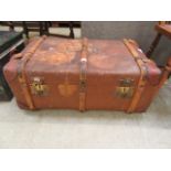 A wooden banded fibre travelling trunk