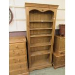 A full height waxed pine bookcase CONDITION REPORT: Dimensions are as follows: H: