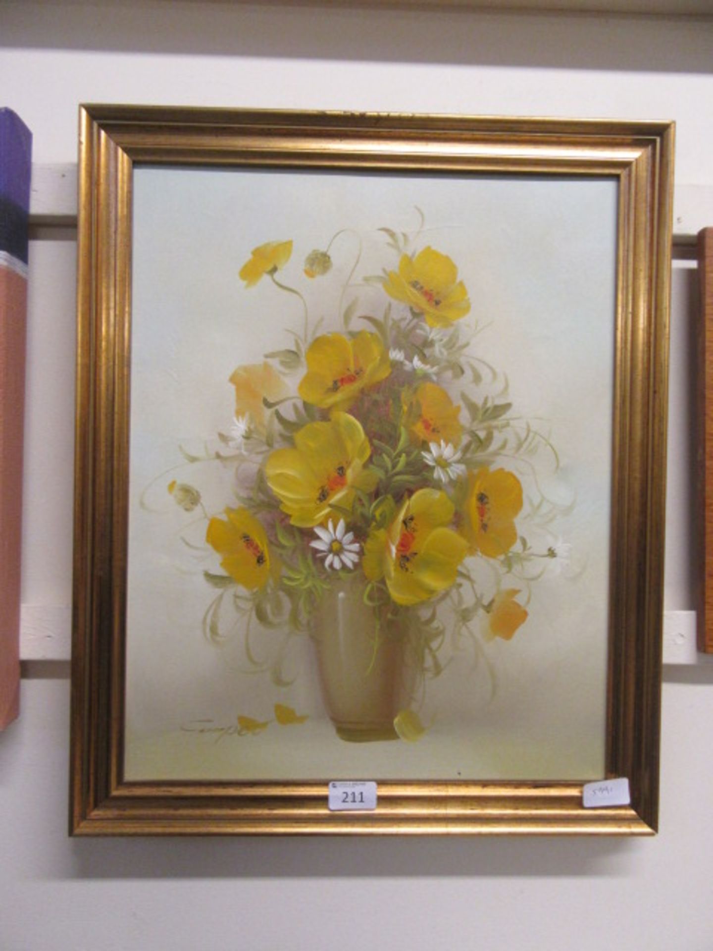 A modern gilt framed oil on canvas of still life