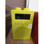 A yellow John Lewis radio alarm clock