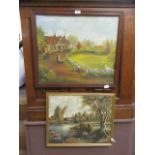 Two framed oils on board of countryside and river scenes signed bottom right