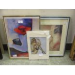 Four framed and unframed prints of ladies