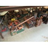A large quantity of hand tools, some in tool chests, sledgehammer,