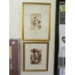 Two framed and glazed classical monochrome artworks