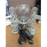 Three Perspex domed speakers