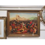 A framed oil on canvas of the Battle of Isandlwana signed R Parsons 1997