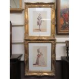 A pair of ornate gilt framed and glazed prints of Costume Sous Louis XVI