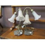 A pair of lily pad design table lamps