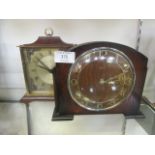 A mid-20th century oak cased Smiths mantle clock together with a reproduction automatic clock