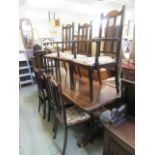 A set of six (four plus two) beech framed dining chairs with caned backs