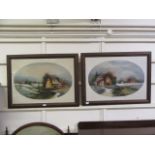 A pair of framed oil on canvases of barn scenes signed D.