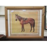 A pine framed and glazed print of Red Rum