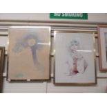 Two framed and glazed prints of ladies after Sara Moon