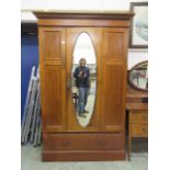 An early 20th century mahogany and satinwood banded wardrobe,