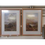 A pair of framed and glazed prints of sheep in landscape scenes after J.W.