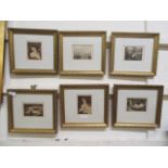 A set of six gilt framed and glazed prints of nude studies and others