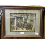 A framed and glazed diorama of shop scene