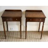 LAMP TABLES, a pair, George III design burr walnut and crossbanded with frieze drawer, 55cm x 46cm x