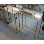 SIDE TABLES, a pair, gilt metal and mirror, 56cm x 30.5cm x 66cm approx. (2)