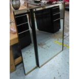 MIRRORS, a pair, gilt frames, 90cm x 60cm. (2)