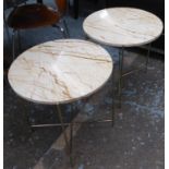 SIDE TABLES, a pair, marble and gilt metal, 50.5cm x 52cm Diam approx. (2)