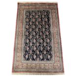 FINE PURE SILK QUM RUG, 120cm x 76cm.