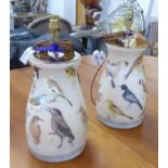 POTICHOMANIA EURPOEAN WILD BIRD TABLE LAMPS, a pair, 41cm H. (2)