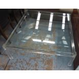 CAREW JONES REDENHAM LOW TABLE, lucite framed with a glass top, 122cm x 132cm x 40cm H.