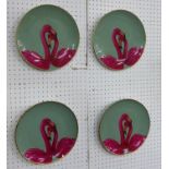 FLAMINGO DISPLAY PLATES, a set of four, 27cm Diam. (4)