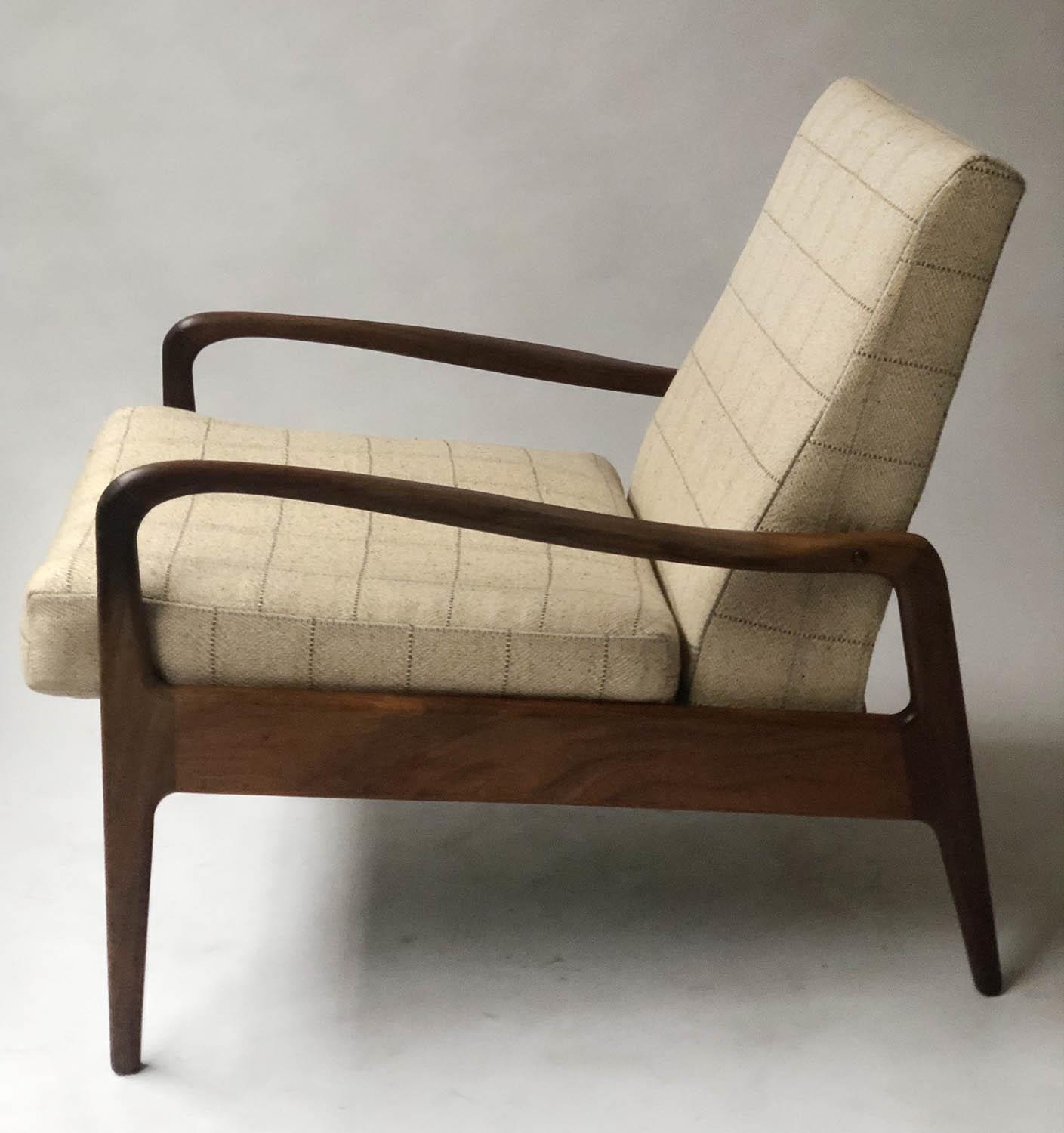 DANISH ARMCHAIR, 3rd quarter 20th century Danish teak open armchair with oatmeal check upholstery. - Image 6 of 7