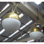 VISUAL COMFORT & CO HICKS GLOBE PENDANT LIGHTS, a pair, by Thomas O'Brien, 60cm drop approx minus