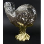 ROCK CRYSTAL NAUTILUS SHELL, on Ormolu Rococo style base, 28cm.