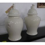 TEMPLE JARS, a pair, with covers, Blanc de Chine, 51cm tall approx. (2)