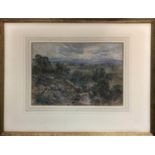 DAVID COX JNR 'A Hilltop Landscape', watercolour, signed and dated 1856, framed.